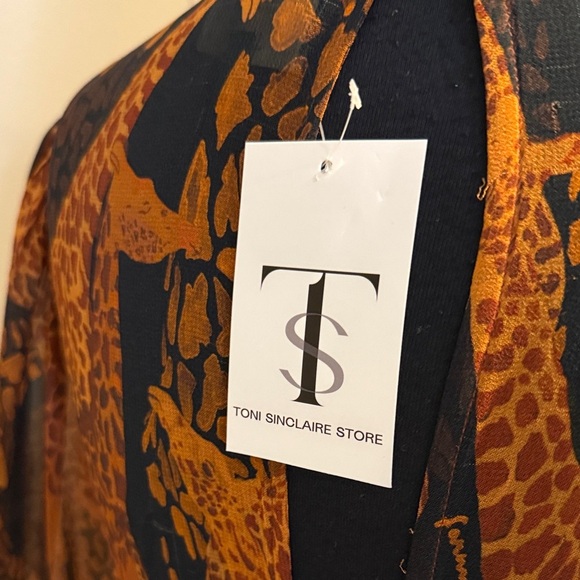 FARM Rio Women’s Small Orange and Black Long Sleeve Maxi Dress - Picture 2 of 11